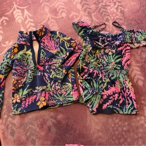 Lilly Pulitzer girls size xs 2-3 skipper popover & romper set Indigo All a Glow